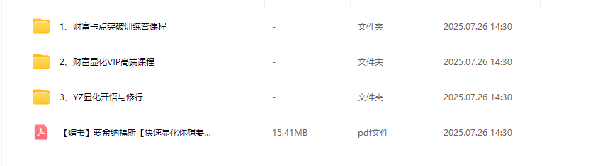 财富金钱显化密码卡点突破训练营课程全套