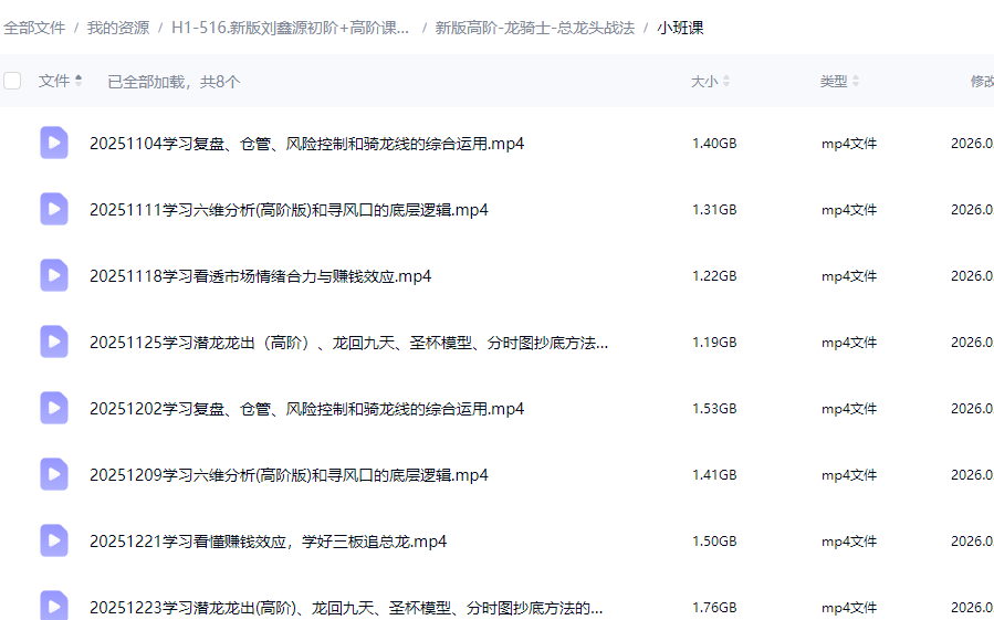 刘鑫源追龙涨停法龙骑士进阶高阶课视频课程指标公式合集