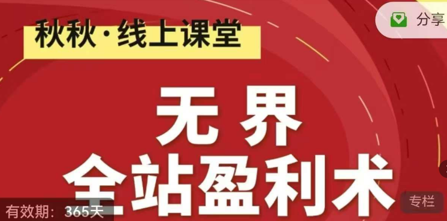 秋秋无界全站盈利术密训22.0，淘系线上精品系列