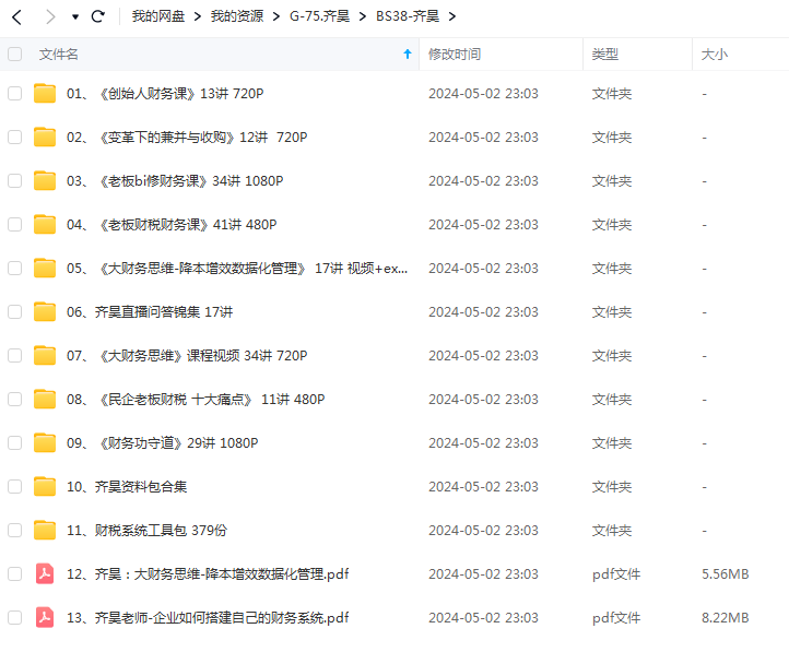 齐昊老师财务视频课程合集