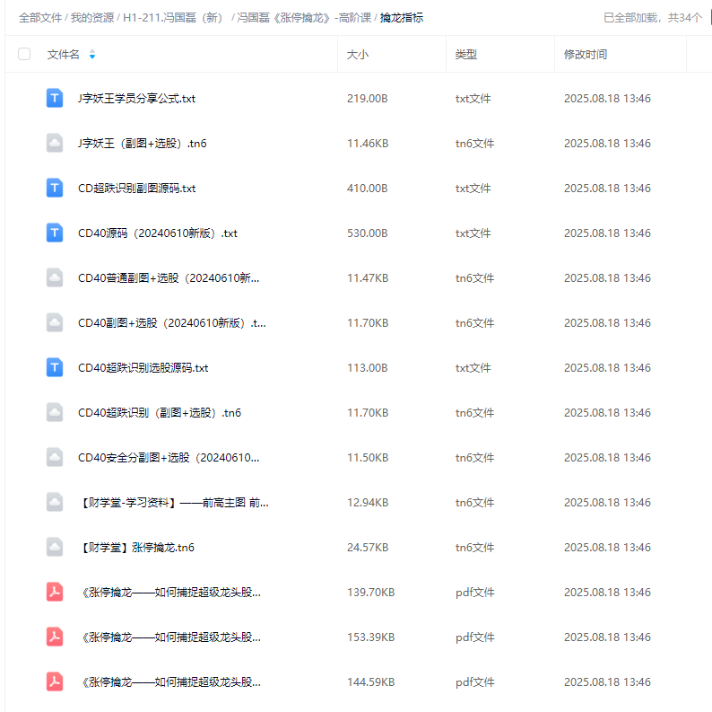 财学堂2025冯国磊涨停擒龙高阶视频课程合集+指标合集