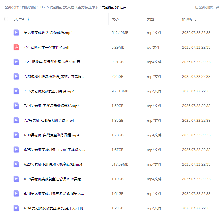 高能智投吴文程2025主力操盘术竞价打板训练营