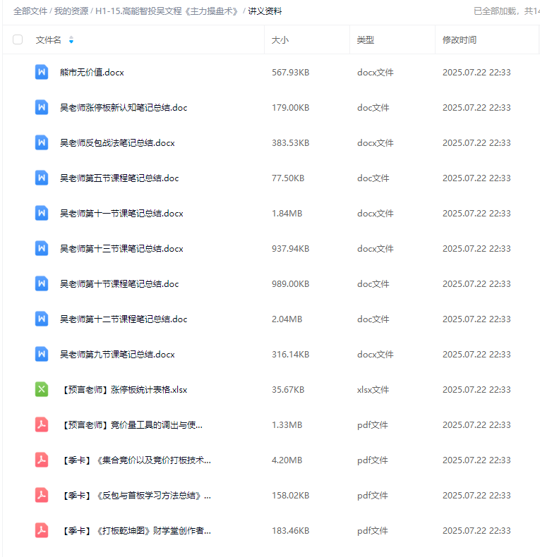 高能智投吴文程2025主力操盘术竞价打板训练营