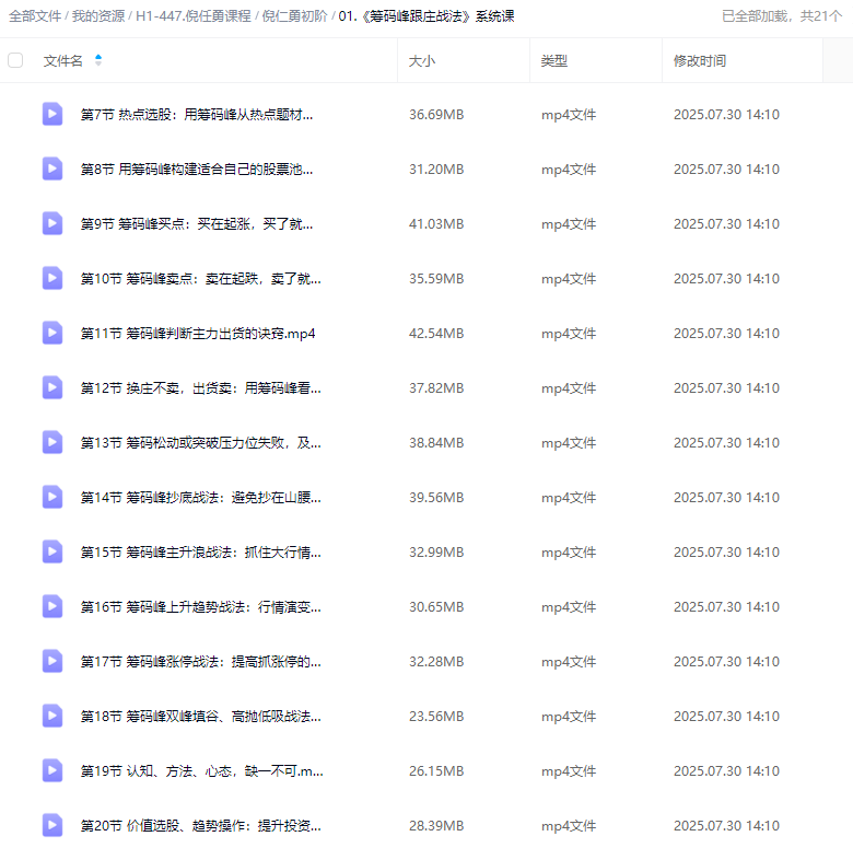 财学堂倪仁勇筹码峰跟庄战法趋势昆仑高阶课视频指标全套合集