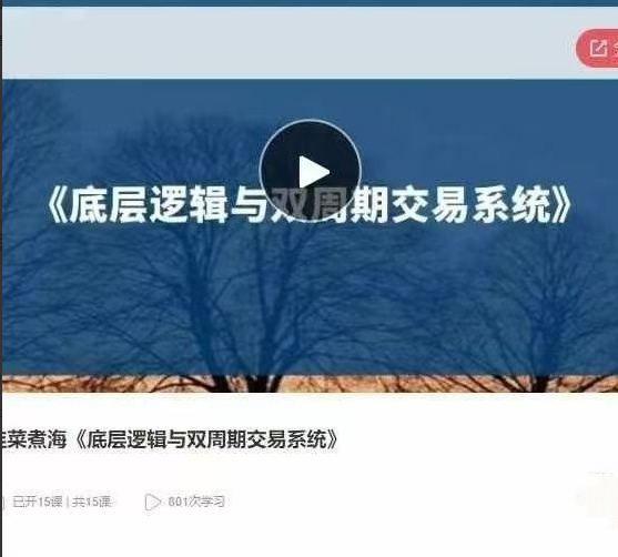 c6a183dada8079cc6fa599254dbf3829 韭菜煮海《底层逻辑与双周期交易系统》音频课