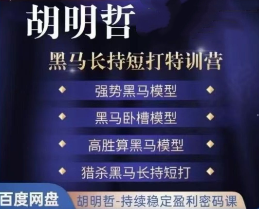 胡明哲-黑马长持短打特训营，长持短打交易模型