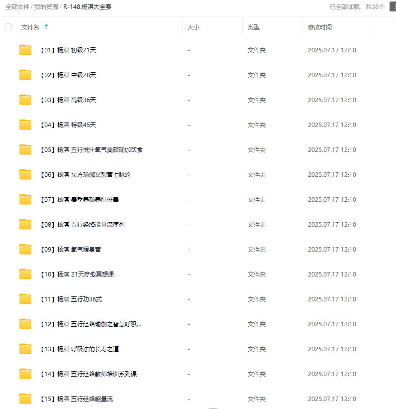 杨淇五行经络瑜伽课初级中级高级特级全套合集
