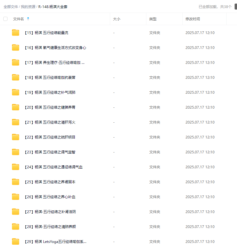 杨淇五行经络瑜伽课初级中级高级特级全套合集