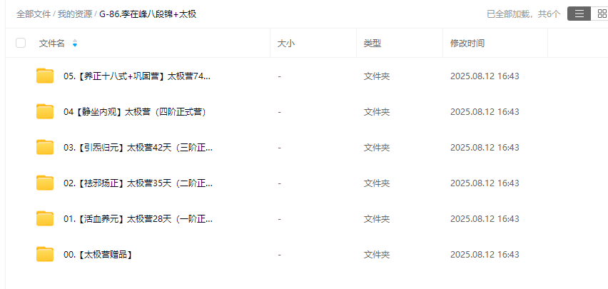 李在峰高清新课程太极营视频十二段锦八段锦养生十八式12345阶合集