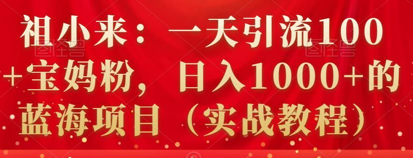 1-81 祖小来:一天引流100+宝妈粉,日入1000+的蓝海项目