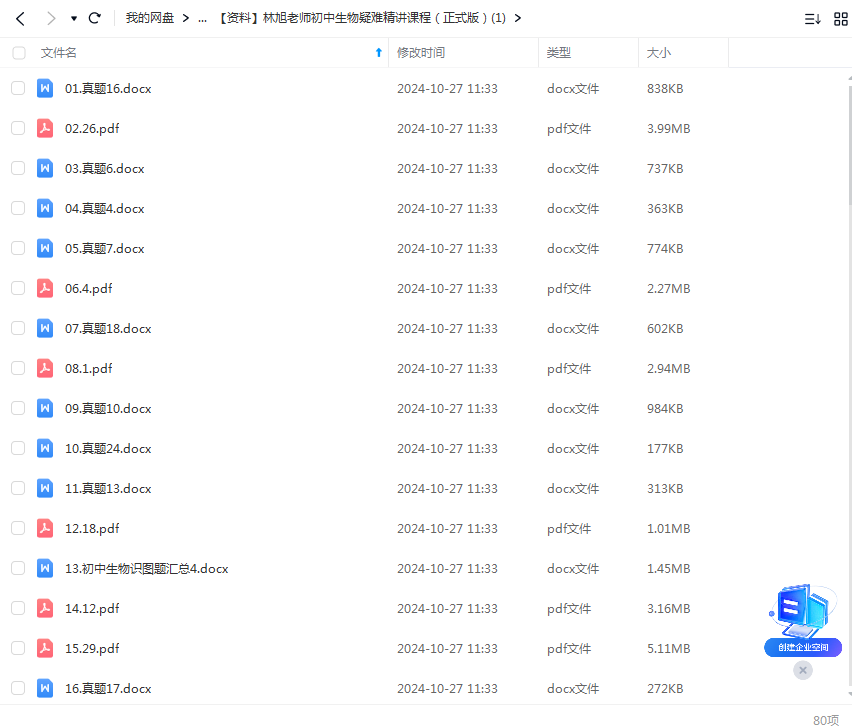 林旭老师初中生物课程合集疑难精讲+习题