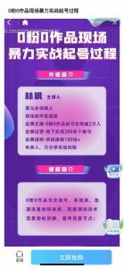 林枫 0粉实战起号课程，价值980
