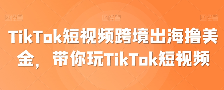 TikTok短视频跨境出海撸美金，带你玩TikTok短视频