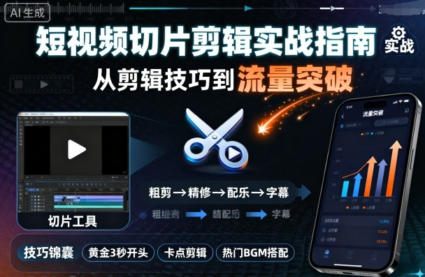 短视频切片剪辑实战指南，从剪辑技巧到流量突破