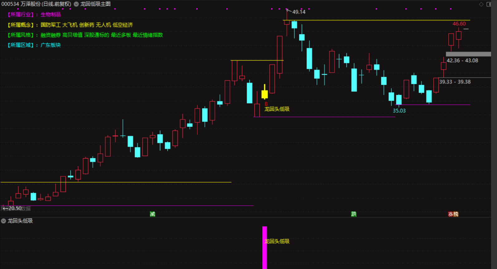 新版龙回头低吸战法指标，主图+幅图+选股，无未来函数，手机电脑均可安装使用