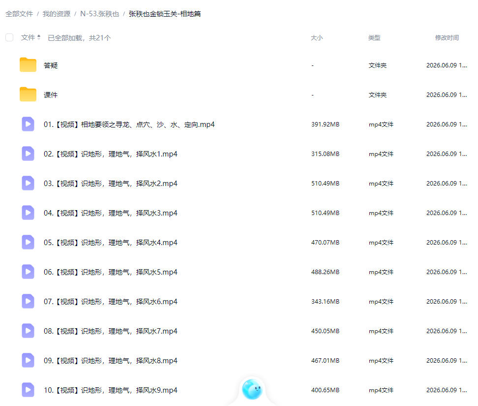 张秩也金锁玉关视频课程沙水篇相地篇