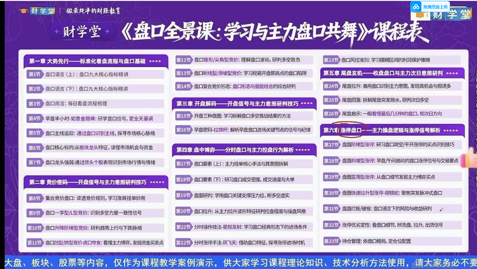 财学堂雨禾老师盘口全景课