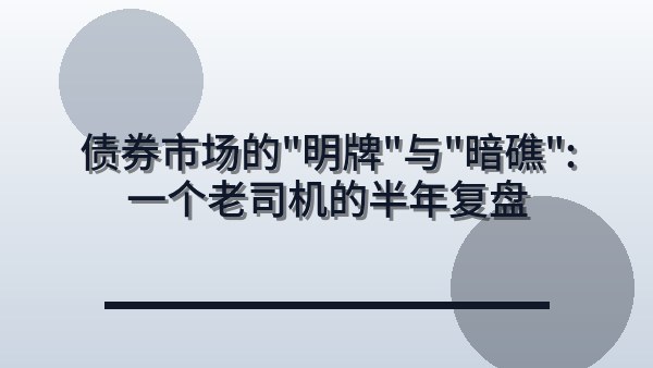 债券市场的“明牌”与“暗礁”：一个老司机的半年复盘