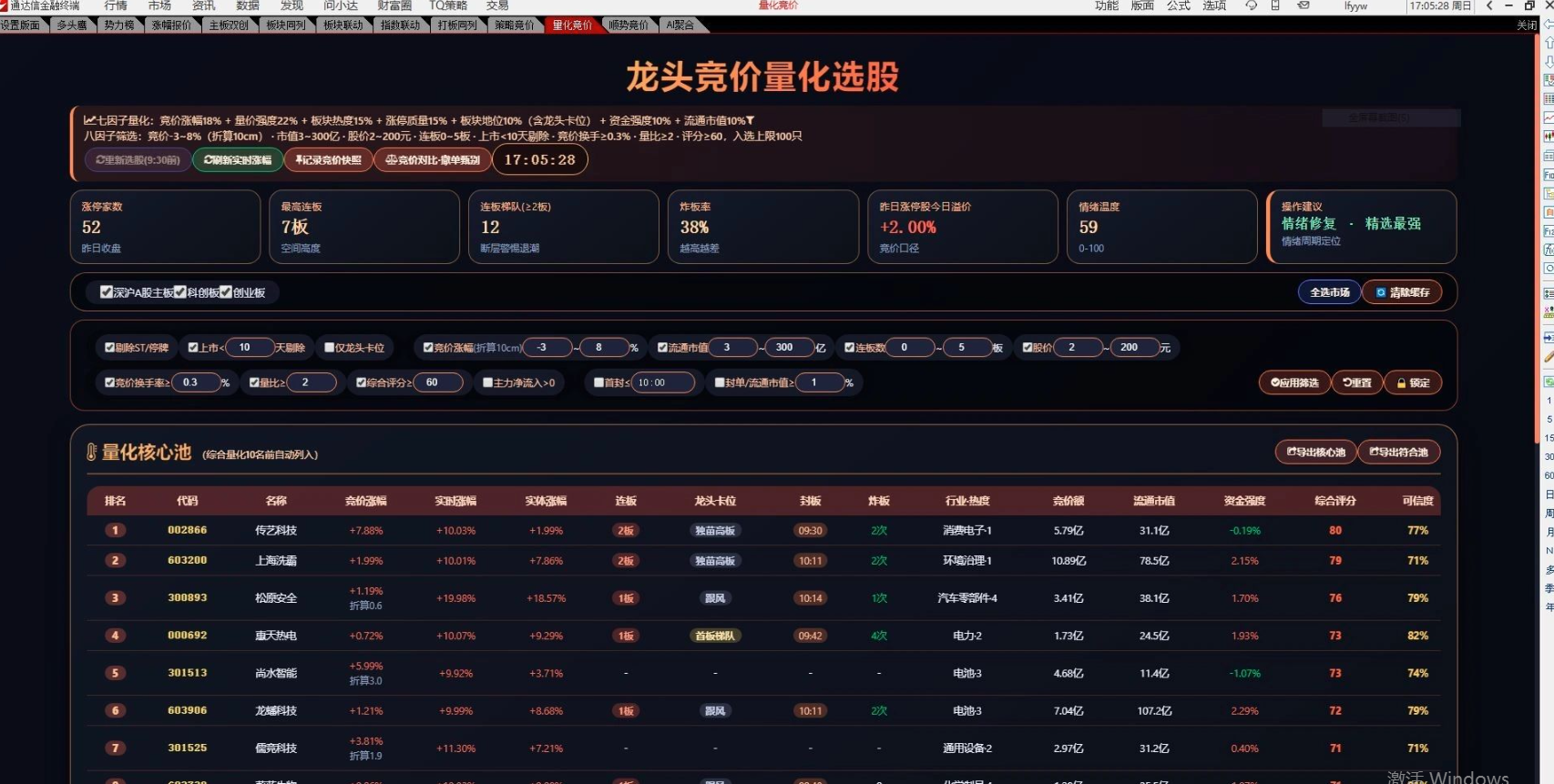 通达信专做龙头股的＂龙头竞价量化选股＂插件(HTML)+选股公式(TN6源码)