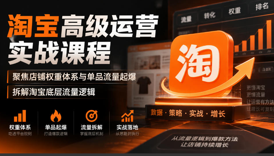 20261024035722480 淘宝高级运营实战课程,聚焦店铺权重体系与单品流量起爆,拆解淘宝底层流量逻辑