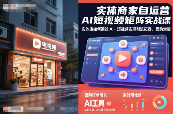 实体商家自运营AI短视频矩阵实战课，实体店如何通过AI+短视频实现引流拓客、团购增量