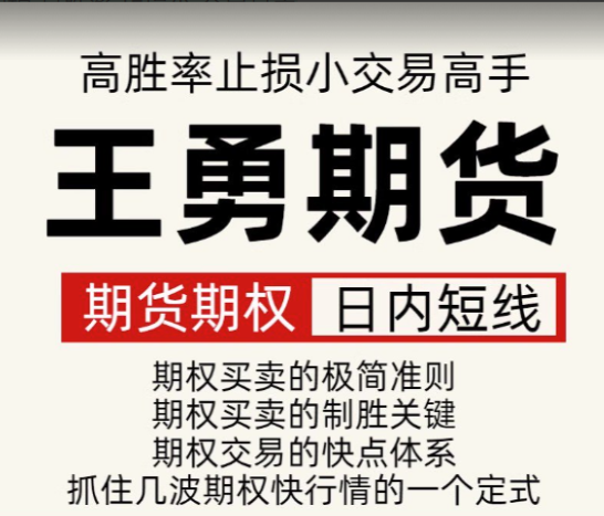 王勇期货期权日内短线培训课程 高胜率 止损小 交易高手