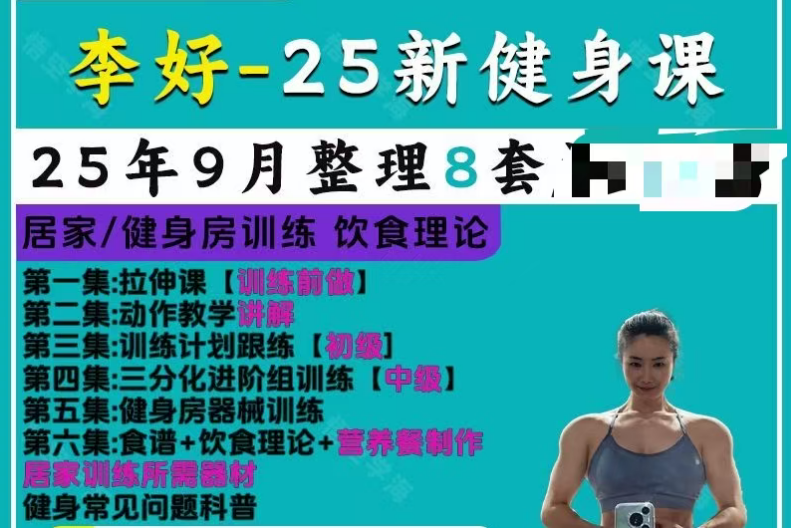 李好健身课程全套拉伸训练+动作教学+进阶训练+食谱营养