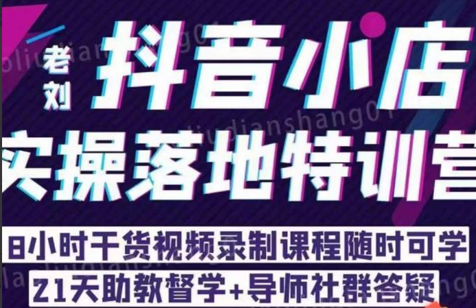 老刘·抖店商品卡流量，抖音小店实操落地特训营，8小时干货视频录制课程随时可学