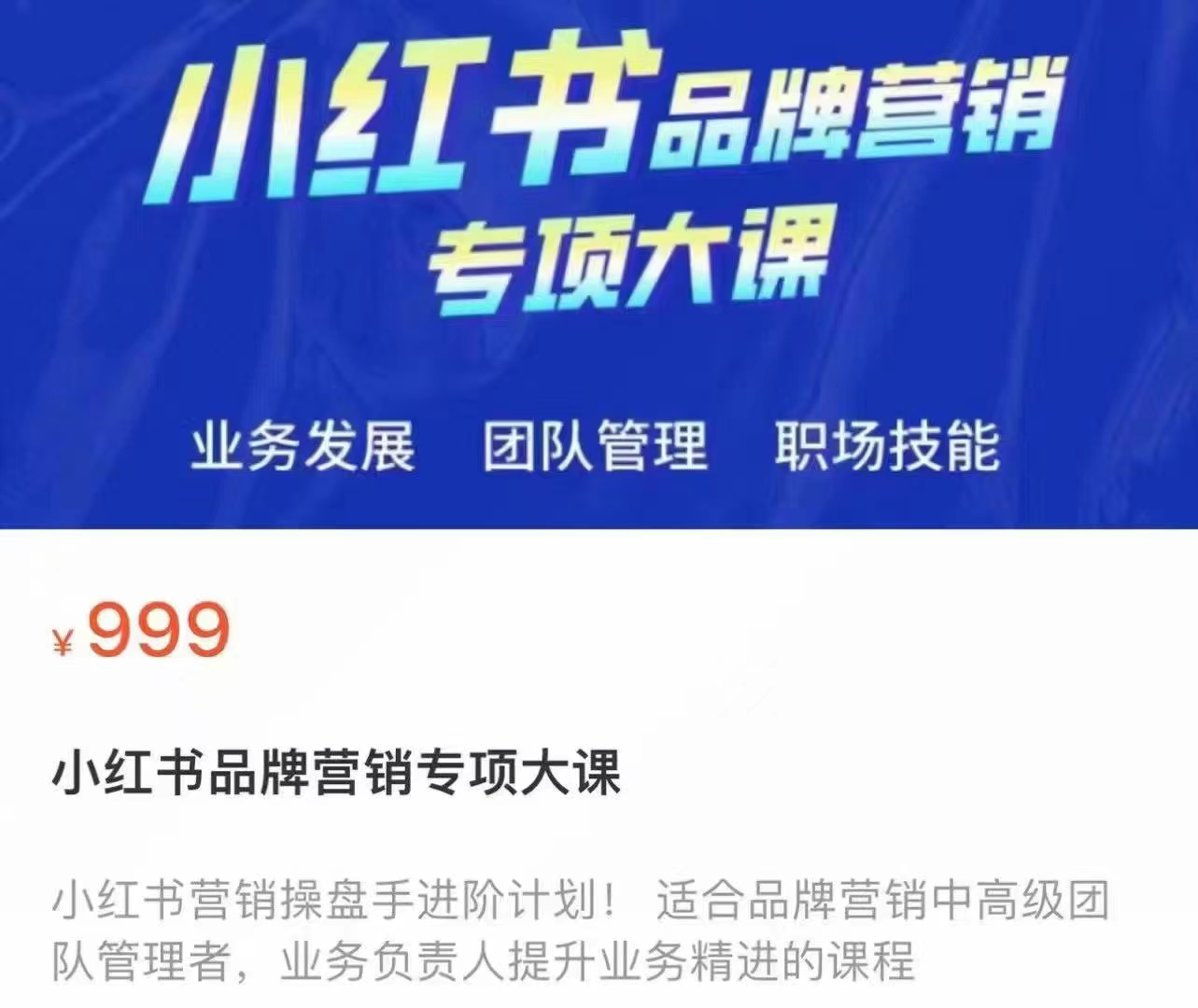 品牌医生-小红书品牌营销专项大课