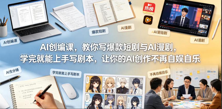 AI创编课，教你写爆款短剧与AI漫剧，学完就能上手写剧本，让你的AI创作不再自娱自乐