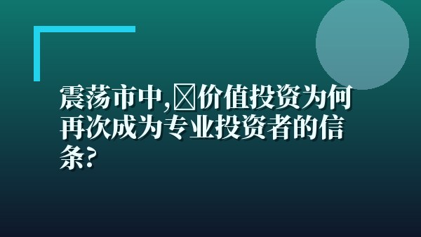 震荡市中，价值投资为何再次成为专业投资者的信条？