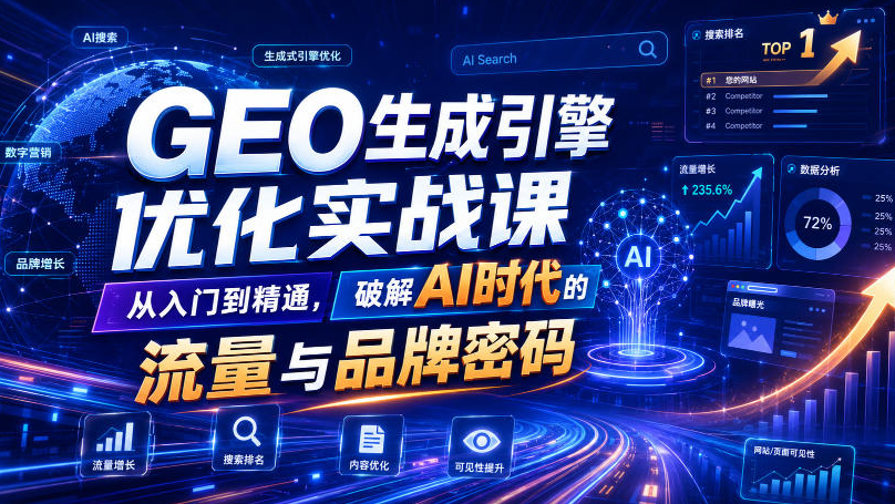 GEO生成引擎优化实战课，从入门到精通，破解AI时代的流量与品牌密码