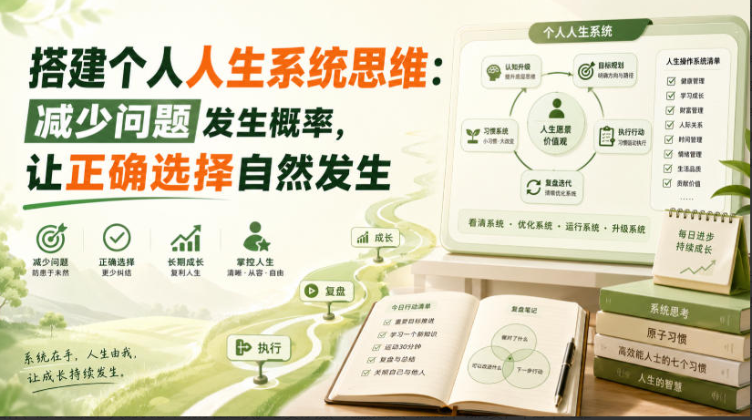 付费文章：搭建个人人生系统思维：减少问题发生概率，让正确选择自然发生