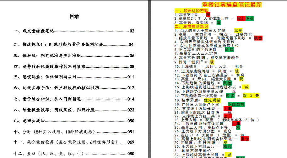 重楼锁雾量价操盘笔记 1pdf